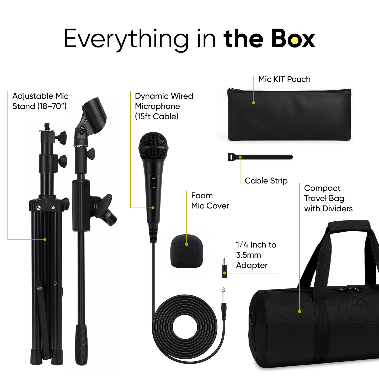 Dynamic Microphone for Singing with Adjustable Mic Stand and Carry Case