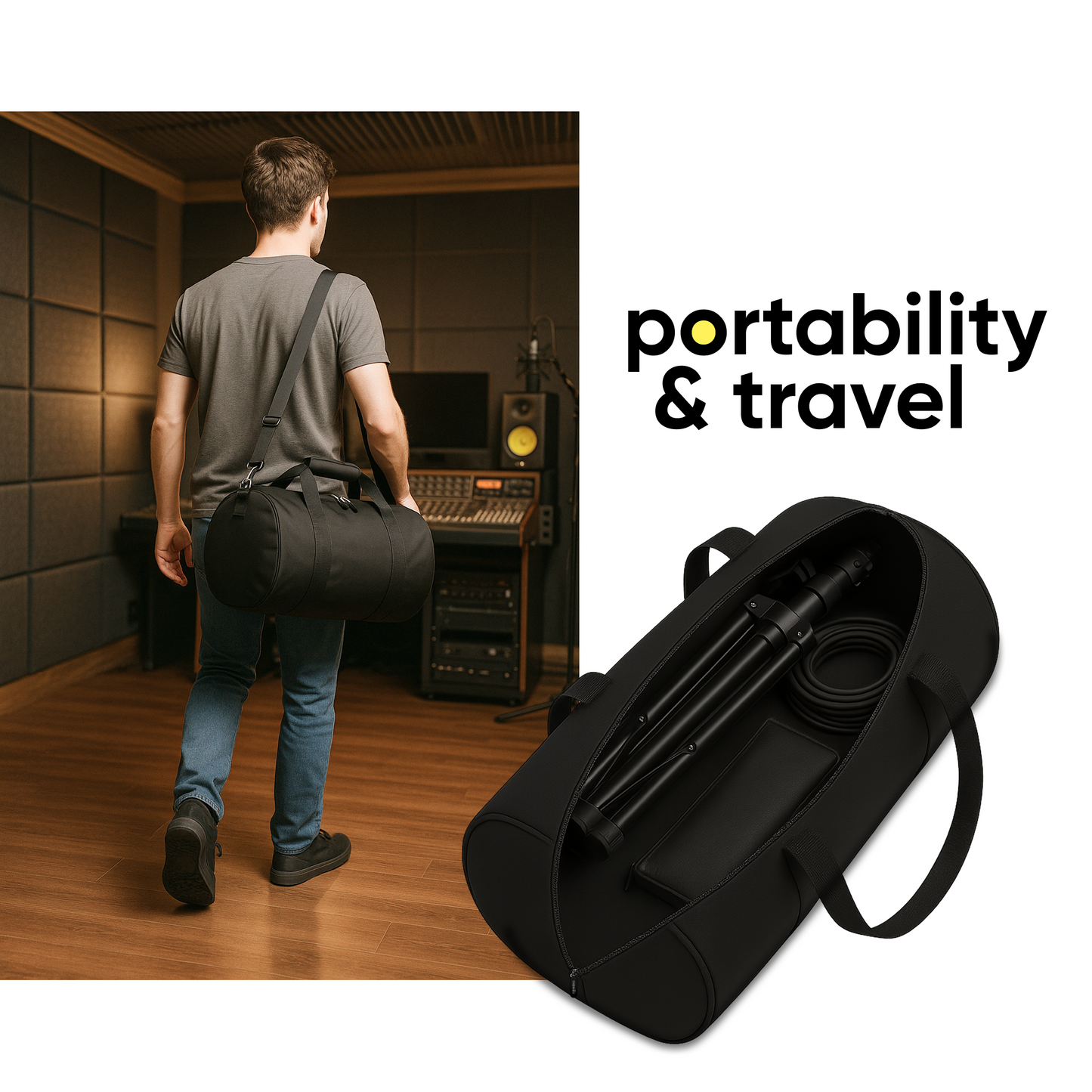 Professional XLR Microphone with Adjustable Mic Stand and Carry Case