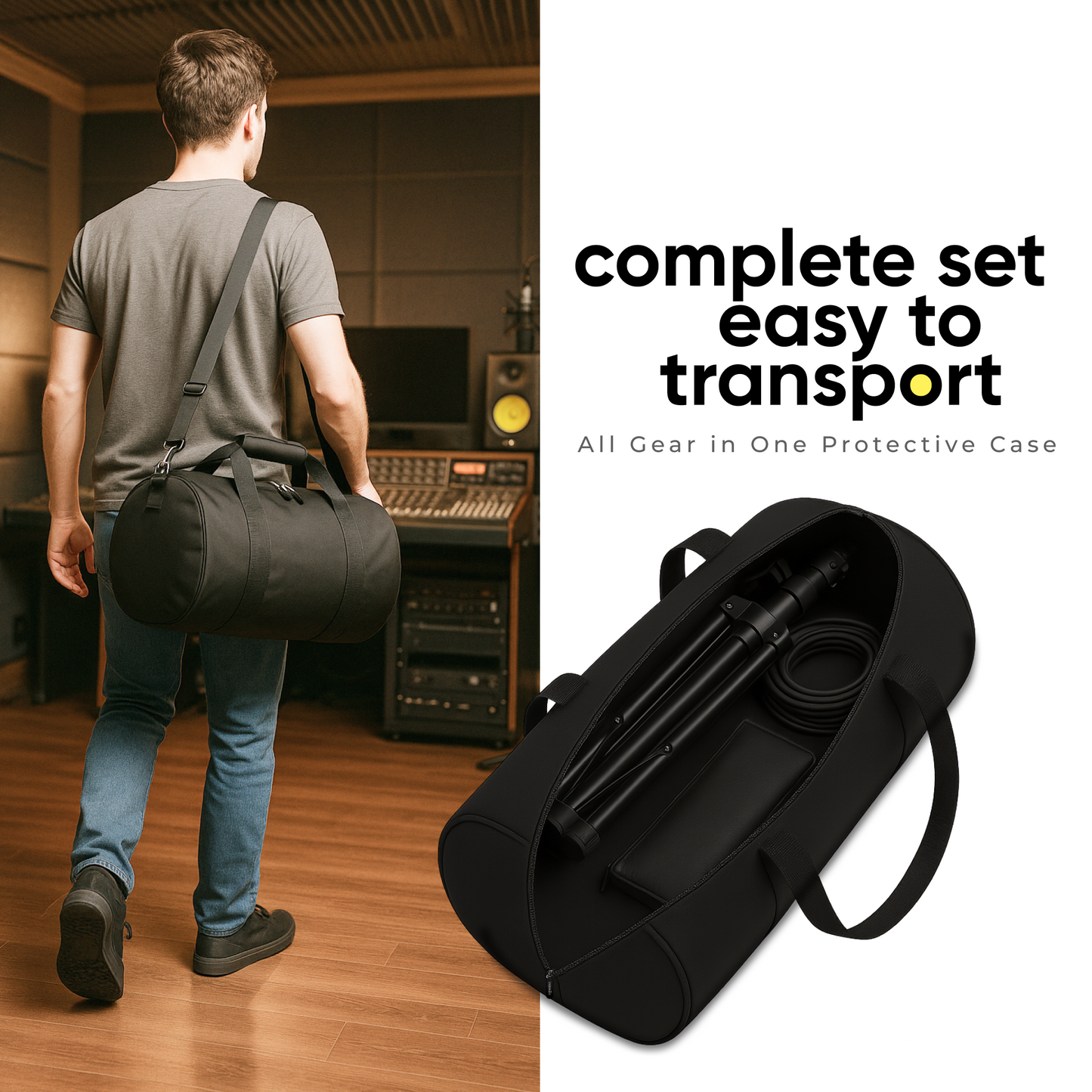 2-Pack Professional XLR Microphone Bundle with Mic Stands and Carry Case