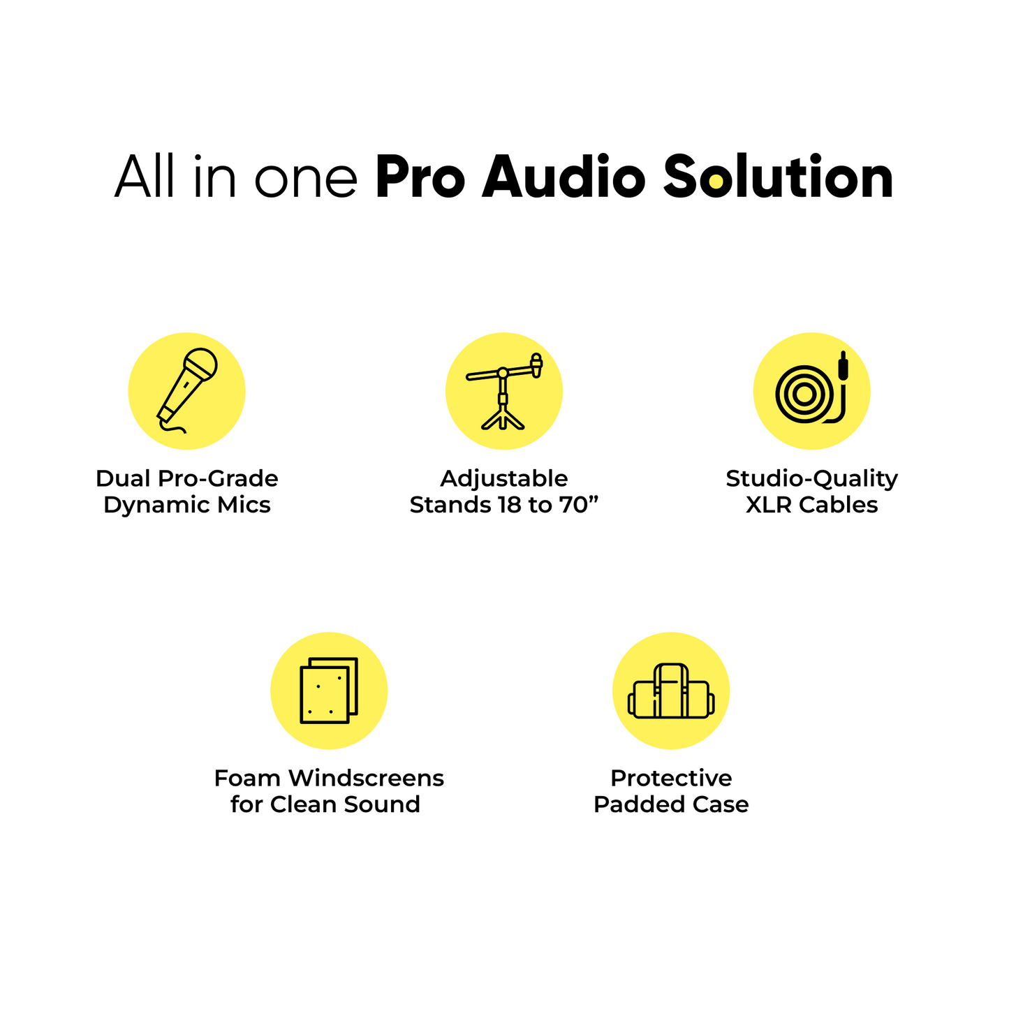 2-Pack Professional XLR Microphone Bundle with Mic Stands and Carry Case