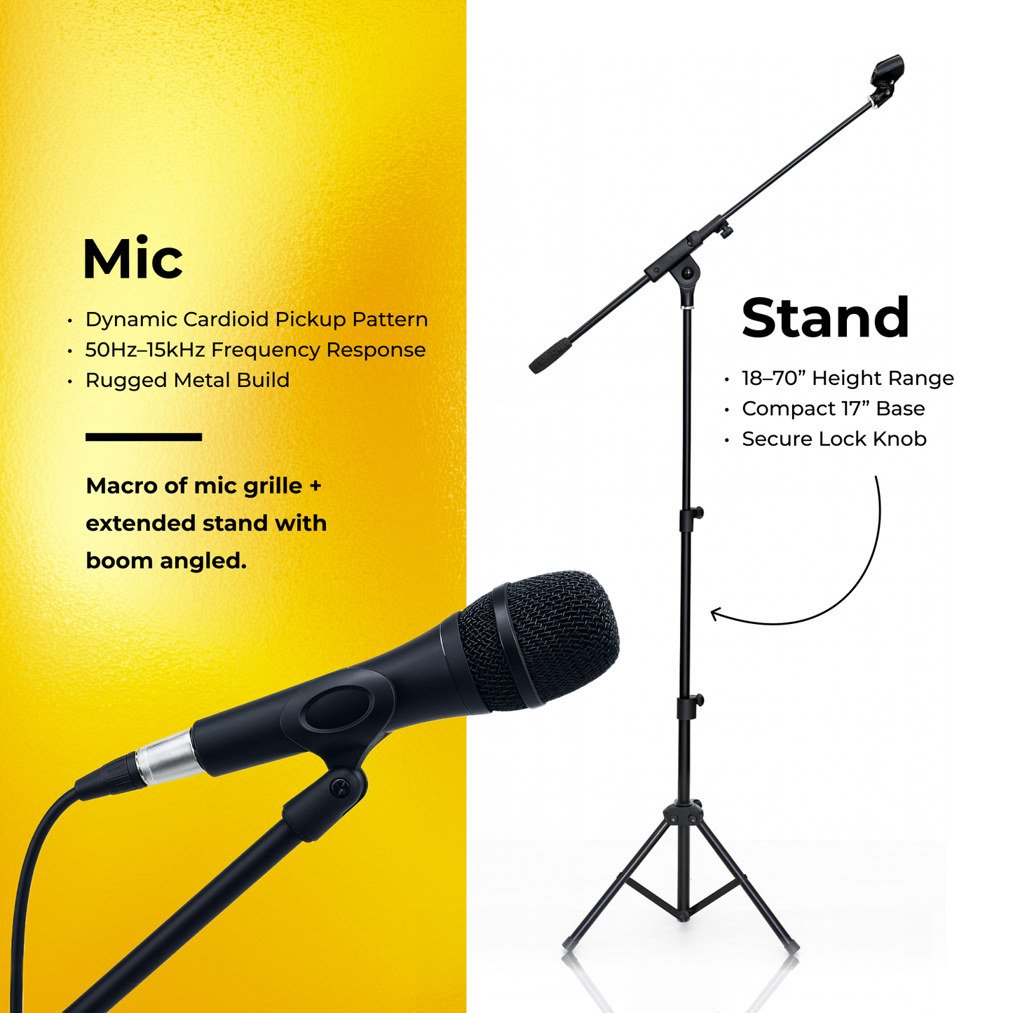 2-Pack Professional XLR Microphone Bundle with Mic Stands and Carry Case