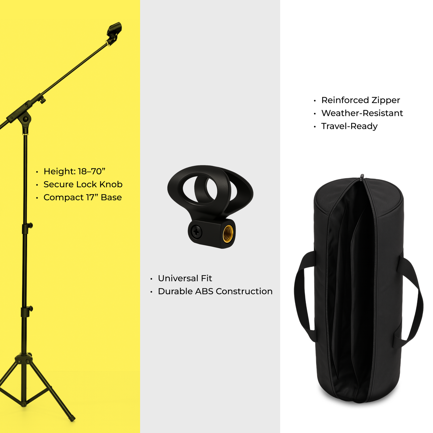 Compact Mic Stand Set of 3 With Case