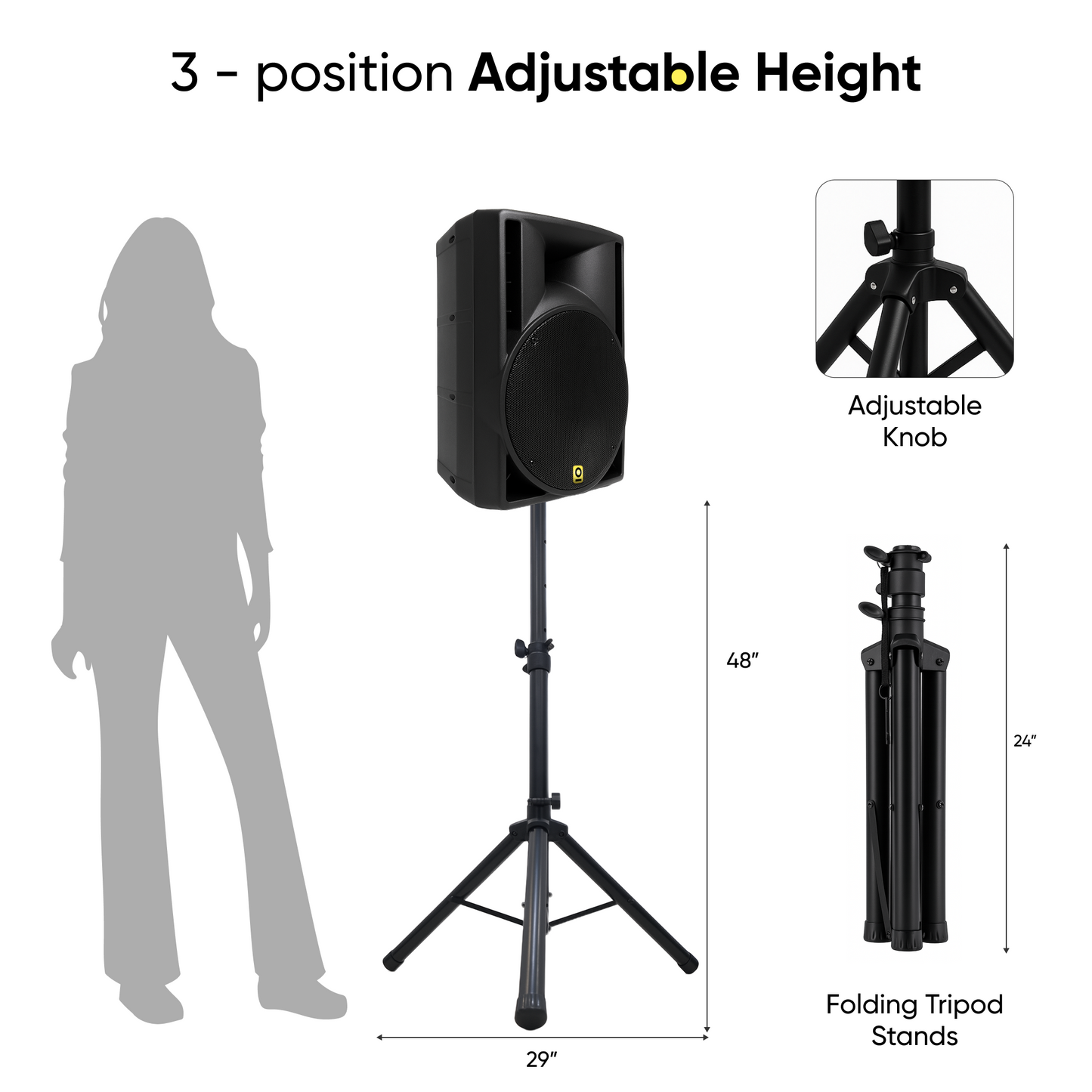 Speaker Stands Pair with Padded Carry Case