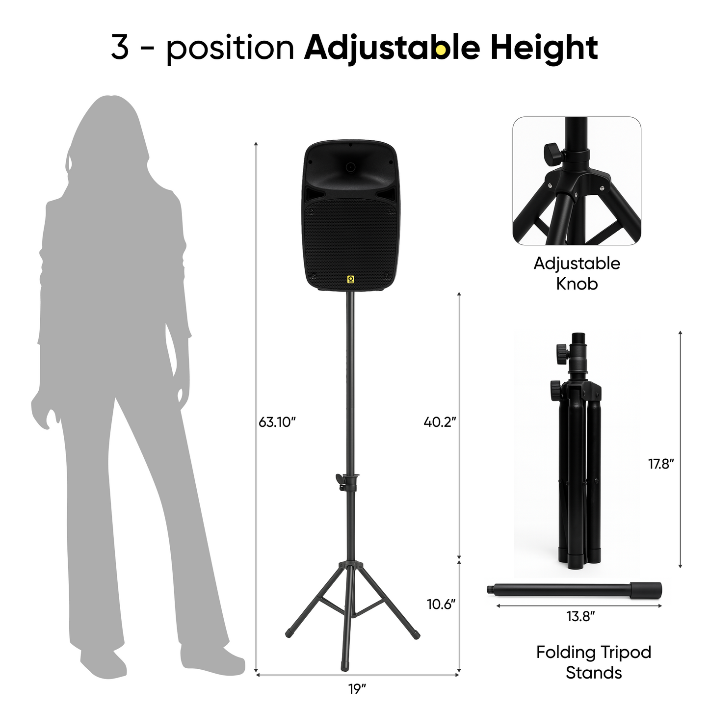 PA Speaker Stands Pair with Compact Microphone Stand and Carry Case