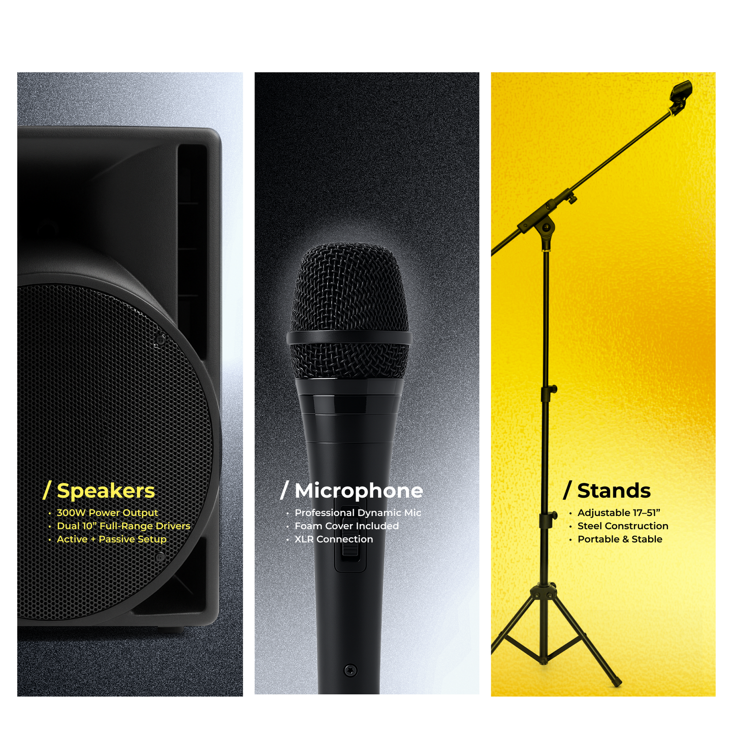 10 Inch 300W PA System with XLR Microphone and Carry Case