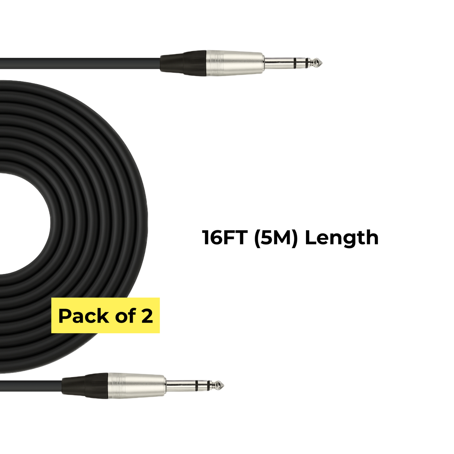 Pair 1/4" Male to 1/4" Male first-class Speaker Cable - 5M / 16FT
