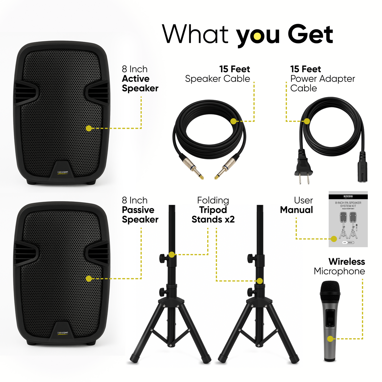 8 Inch PA Speaker System Kit