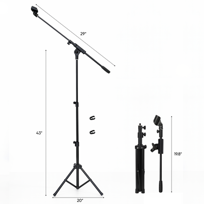 2-Pack Professional XLR Microphone Bundle with Mic Stands and Carry Case