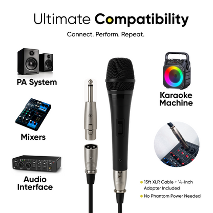 2-Pack Professional XLR Microphone Bundle with Mic Stands and Carry Case