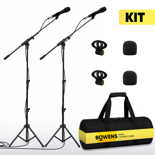 2-Pack Professional XLR Microphone Bundle with Mic Stands and Carry Case