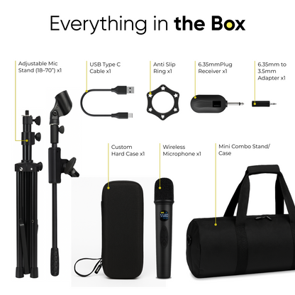 Wireless Microphones and Mic Stand with Carry Case