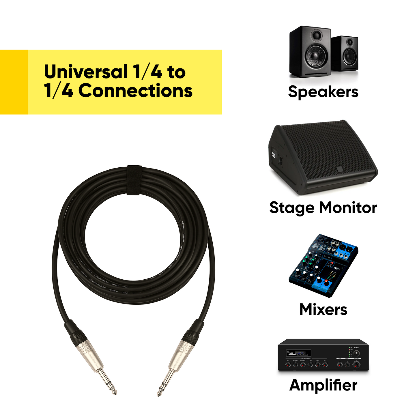 Pair 1/4" Male to 1/4" Male first-class Speaker Cable - 5M / 16FT