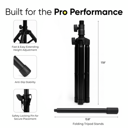 PA Speaker Stands Pair with Compact Microphone Stand and Carry Case