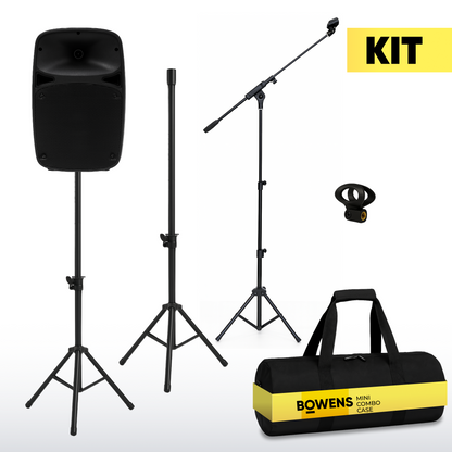 PA Speaker Stands Pair with Compact Microphone Stand and Carry Case