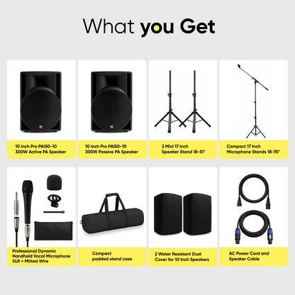 10 Inch 300W PA System with XLR Microphone and Carry Case