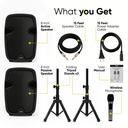 8 Inch PA Speaker System Kit